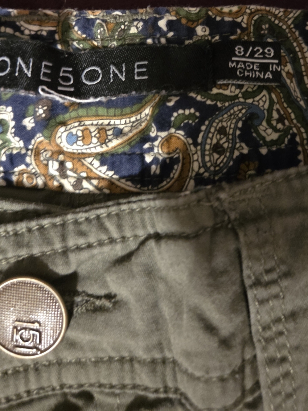 one 5 one Olive Green Ladies Cargo Shorts - Picture 3 of 3